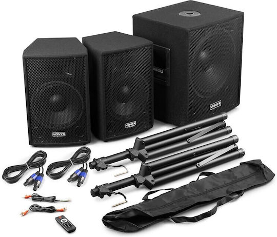 Vonyx VX0812BT 170.114 Σετ με Αυτοενισχυόμενα PA говорители 1000W με Woofer 15" σε Черен Χρώμα