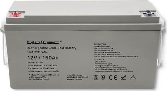 Qoltec AGM Μπαταρία UPS με Χωρητικότητα 150Ah και Τάση 12V