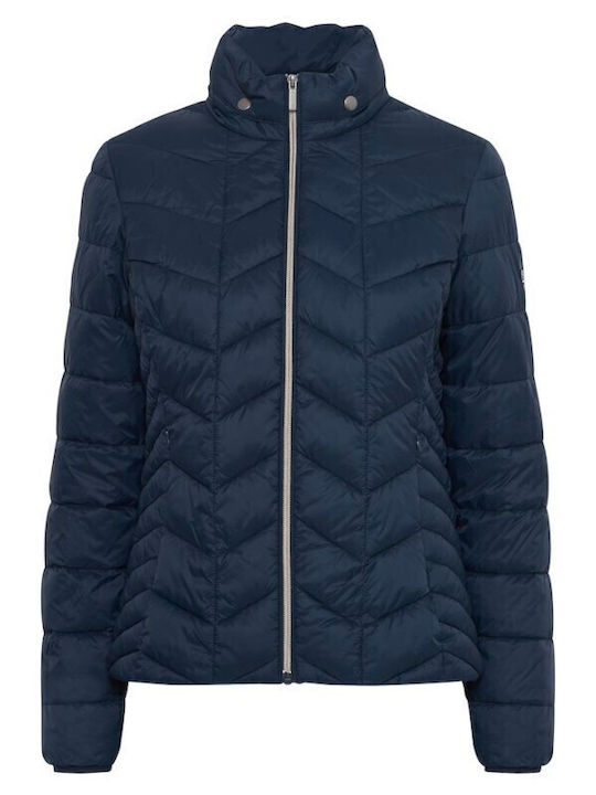 Women's Short Puffer Jacket for Winter Blue