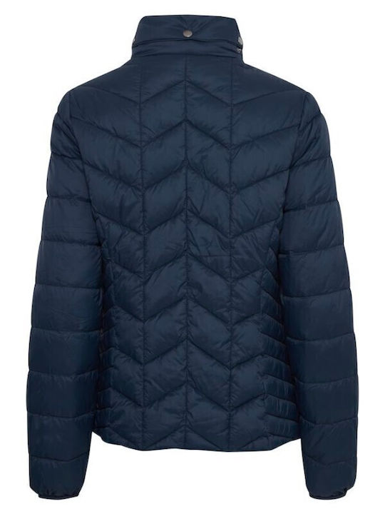 Women's Short Puffer Jacket for Winter Blue
