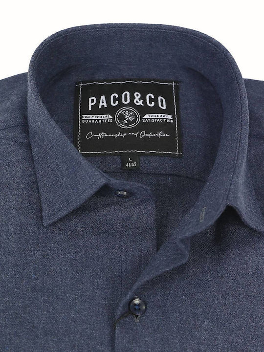 Paco & Co Men's Shirt Long Sleeve Cotton Blue