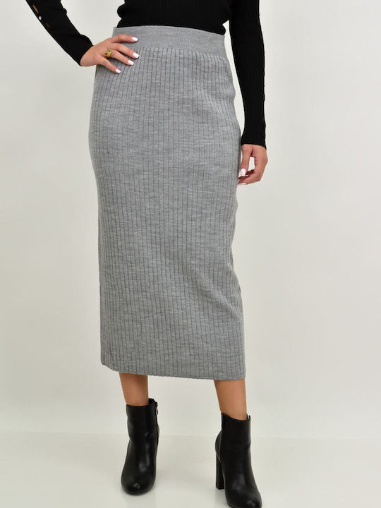 Potre High Waist Midi Skirt in Gray color