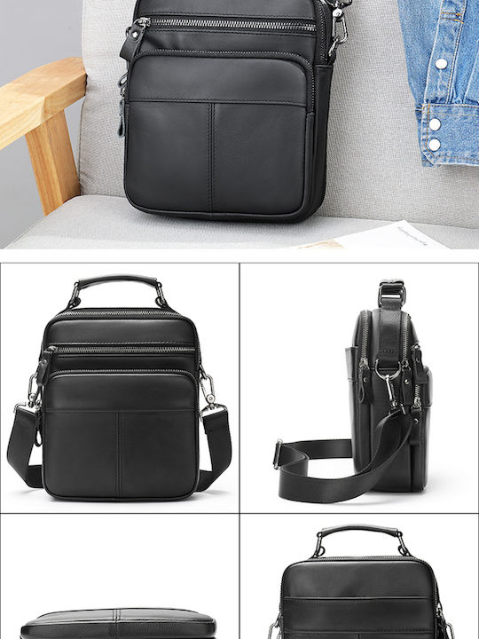 Herren Ledertasche Schulter / Crossbody Schwarz