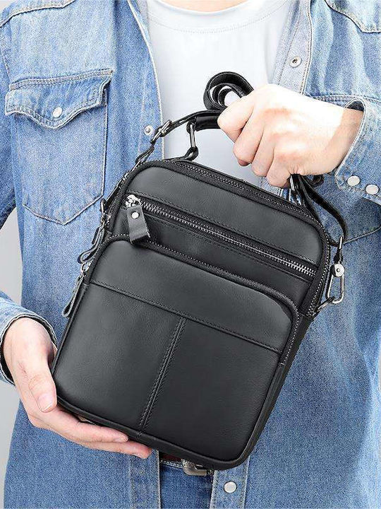 Herren Ledertasche Schulter / Crossbody Schwarz