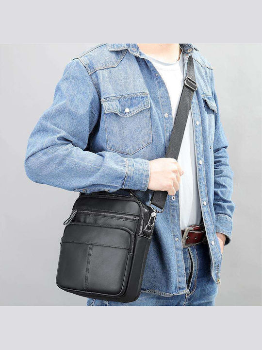 Herren Ledertasche Schulter / Crossbody Schwarz
