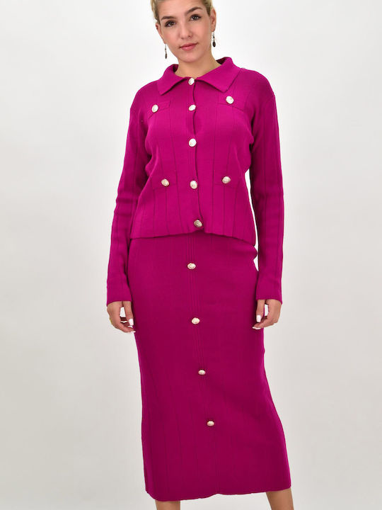 Potre Set with Maxi Skirt in Fuchsia color