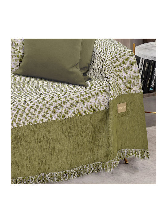 Lino Home Angollo-winter Ριχτάρι Διθέσιου Καναπέ Chenille 180x250εκ. Olive