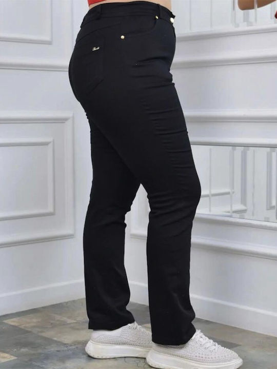 Pantaloni Dama Tesatura Negru High Rise