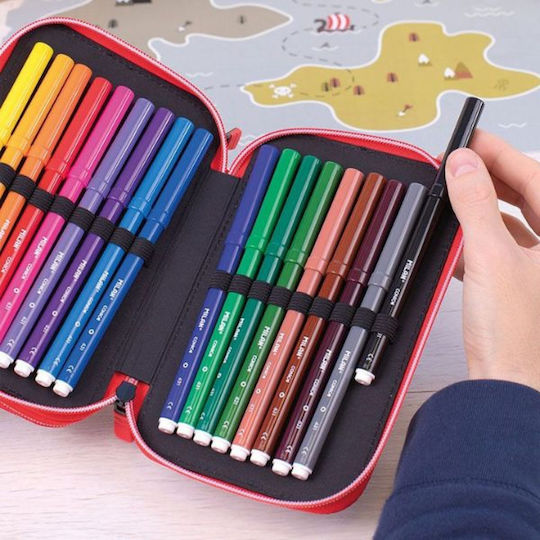 Milan Collection Pencil Case Full with 2 Compartments Red