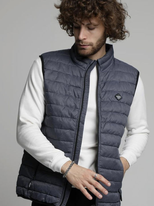 Double Men's Sleeveless Puffer Jacket Gray