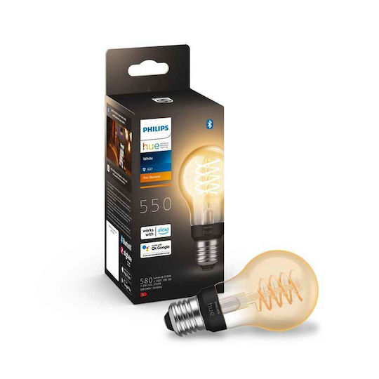 Philips Смарт крушка LED 7W за фасунга E27 и форма A60 топло бяло 580лм