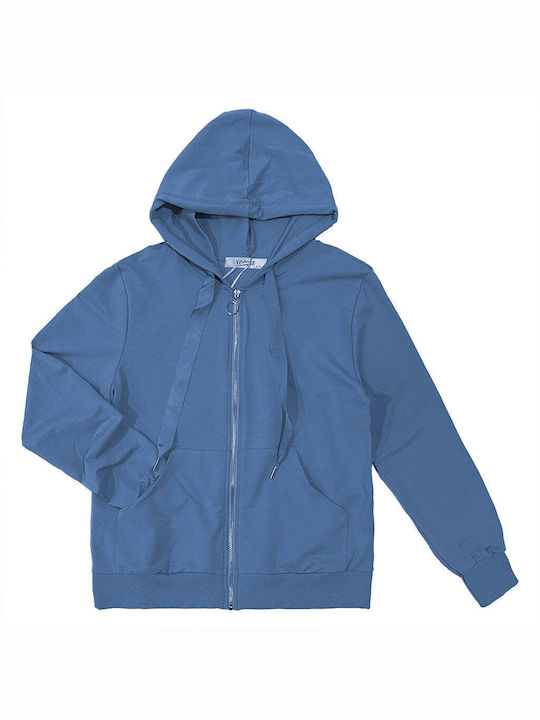 Ustyle Women's Hooded Cardigan Blue