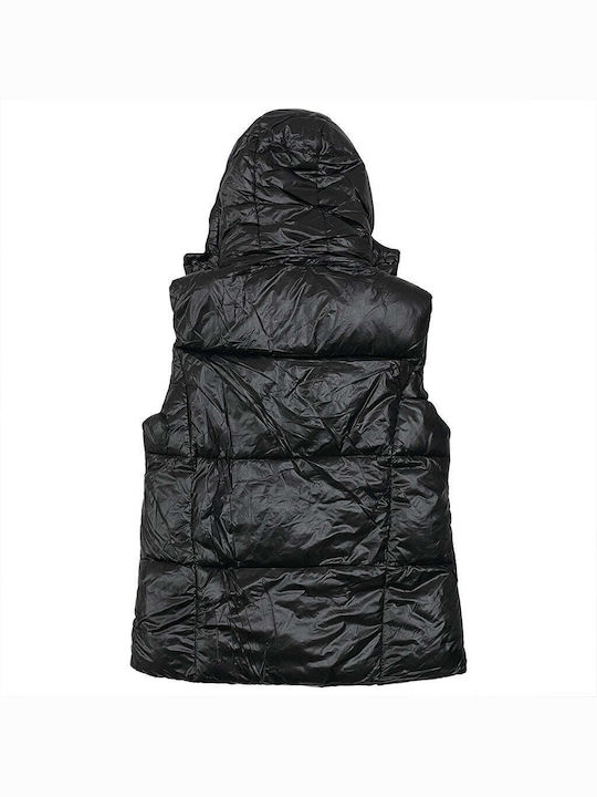 Ustyle Women's Short Puffer Jacket for Winter with Hood Μαύρο/Ροζ