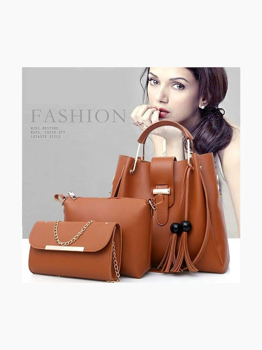 Set Geantă de damă Shopper De umăr Maro