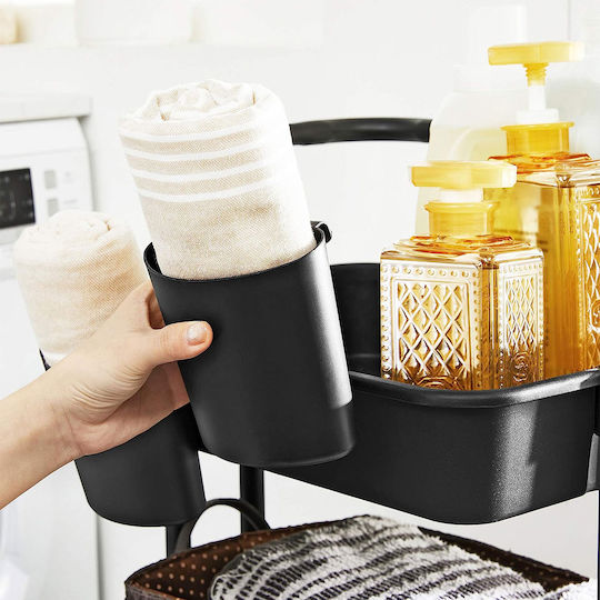 Songmics Metallic Kitchen Trolley 3 Tiers Black 41.6x33.5x86.3cm