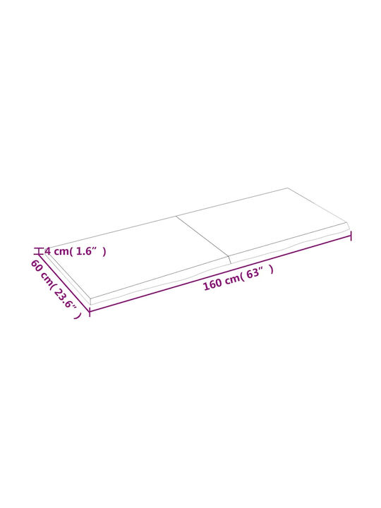 vidaXL Rectangular Office Desk Surface made of Solid Wood Dark Grey 160x60x4cm 3156450 1pcs