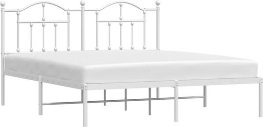 King Size Metallbett Weiß mit Lattenrost für Matratze 183x213cm