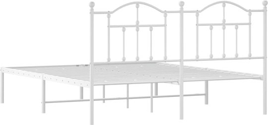 King Size Metallbett Weiß mit Lattenrost für Matratze 183x213cm