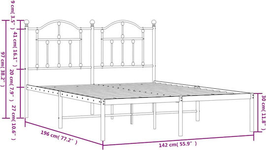Bett Doppelbett Metall Black mit Latten für Matratze 135x190cm