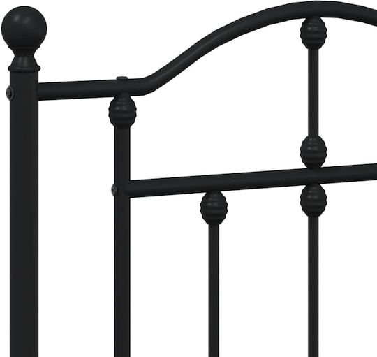 Pat King Size Metalic Negru cu Lamele pentru Saltea 190x200cm