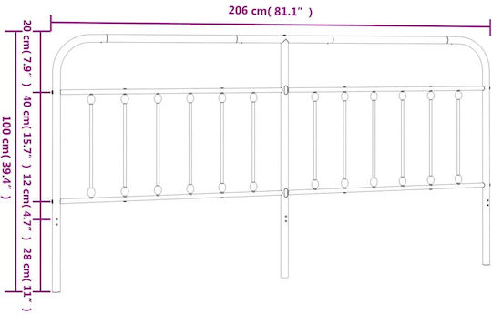 vidaXL Metal Bed Headboard Black 206x100cm