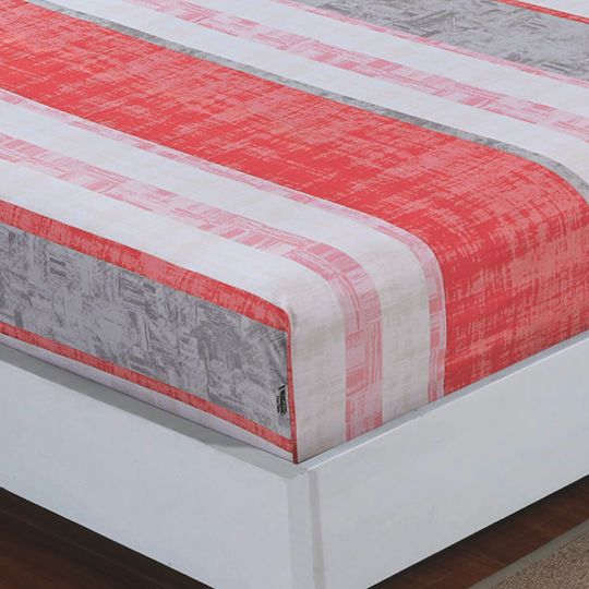 Casa Colori Двойна 140x200+30см. с Ластик Coral Stripe Корал