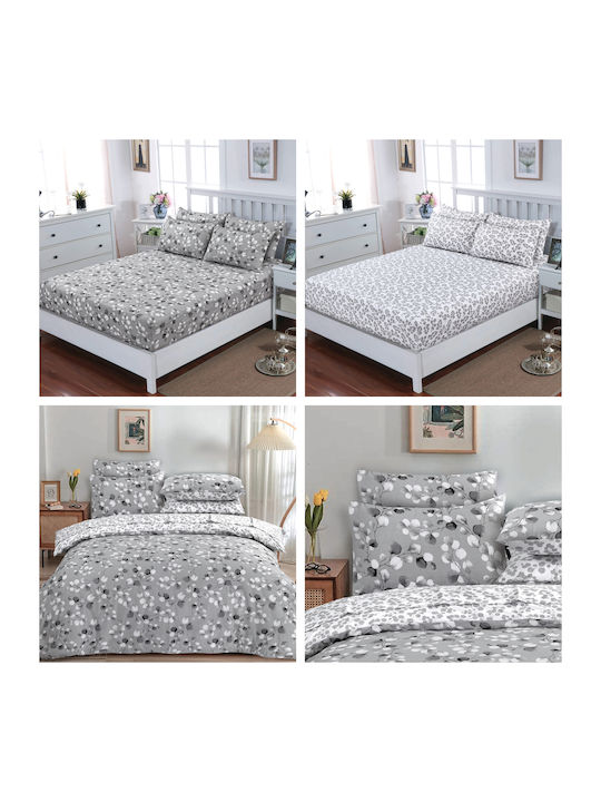 Casa Colori Sheet Double with Elastic 140x200+30cm. Grey Revo Gray