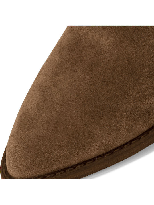 Leder Damenstiefel Cowboy mit mittlerem Absatz Braun