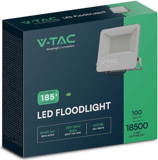 V-TAC Wasserdicht LED Flutlicht 100W Natürliches Weiß 4000K IP65