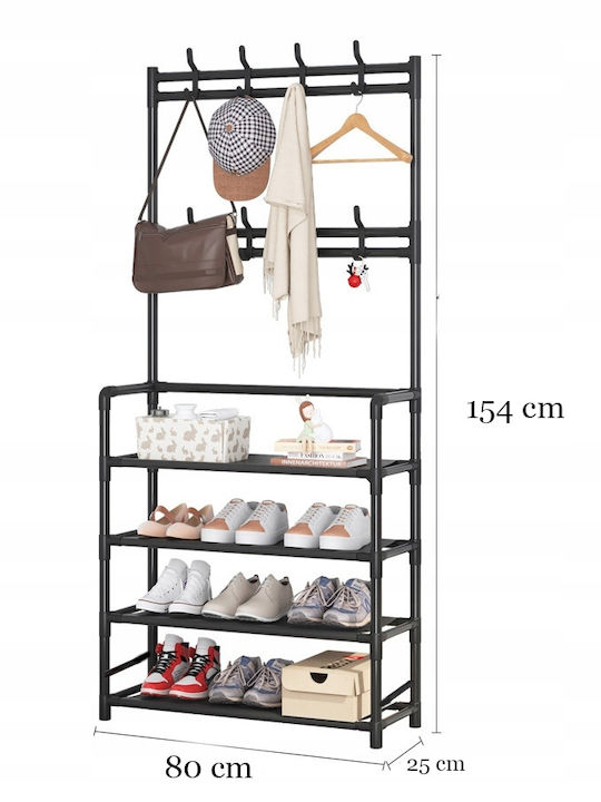 Muvu Home Floor Garment Rack made of Metal Black 80x25x154cm