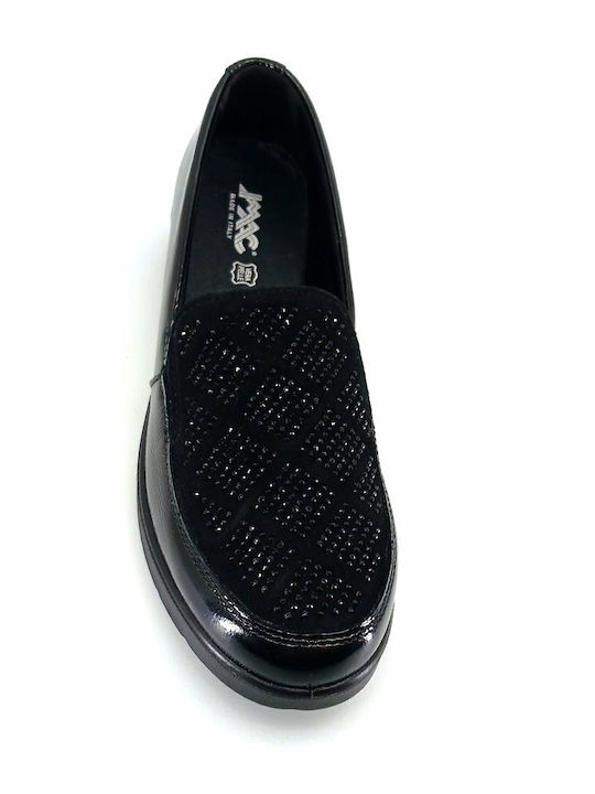 Lackleder Damen Mokassins in Schwarz Farbe