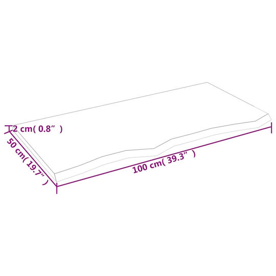 vidaXL Countertop without Sink L100xW50xH2cm Brown