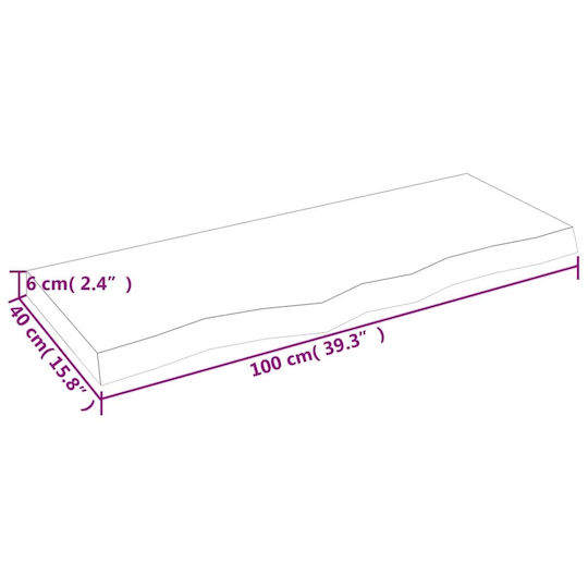 vidaXL Countertop without Sink L100xW40xH6cm Brown