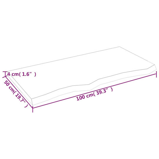 vidaXL Countertop without Sink L100xW50xH4cm Brown