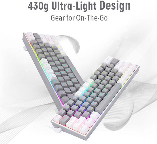 Redragon K631WG-RGB Gaming Tastatură 65% cu iluminare RGB (Engleză US) Alb