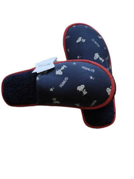 Winter Women's Slippers with Fur Navy Blue