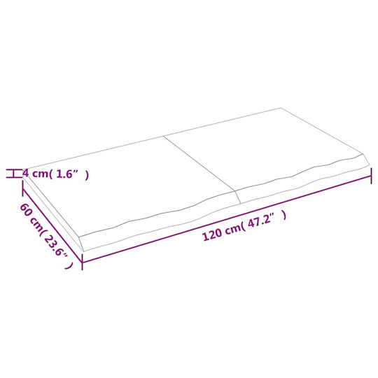 vidaXL Blat fără Lavoar L120xW60xH4cm Maro