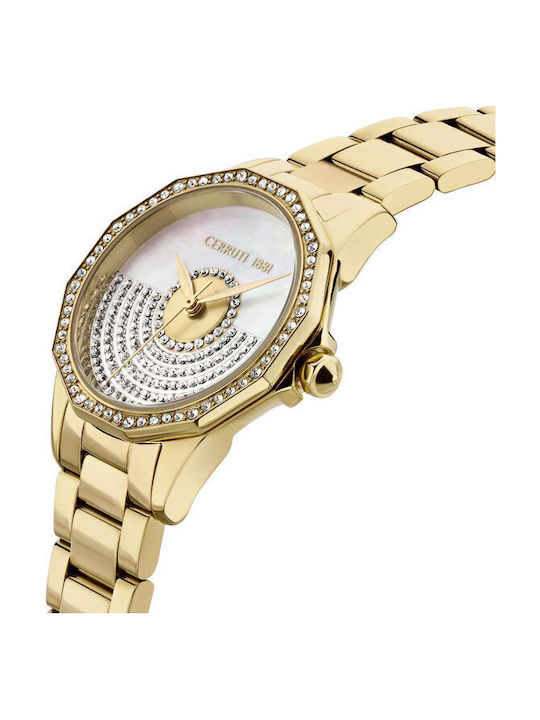 Jesina Crystals Womens Watch 30mm Battery with Gold Stainless Steel Bracelet
