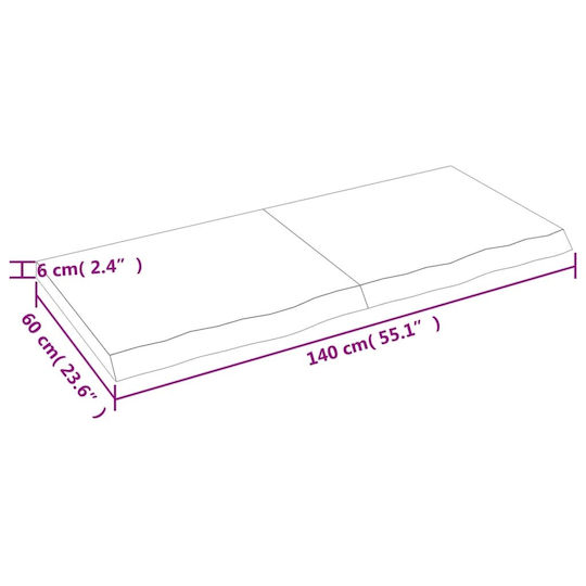 vidaXL Waschtisch ohne Waschbecken L140xB60xH6cm Braun
