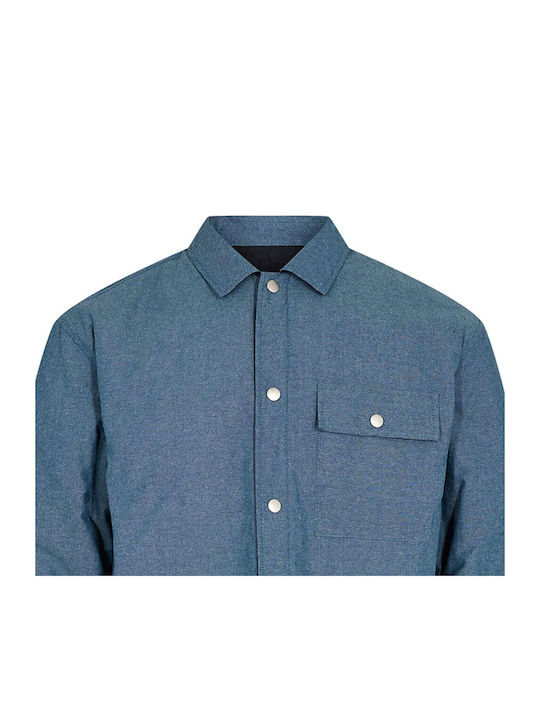 Herrenhemden Langärmelig Denim Overshirt Blau