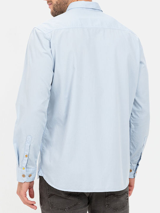 Long-sleeved Cotton Shirt Light Blue