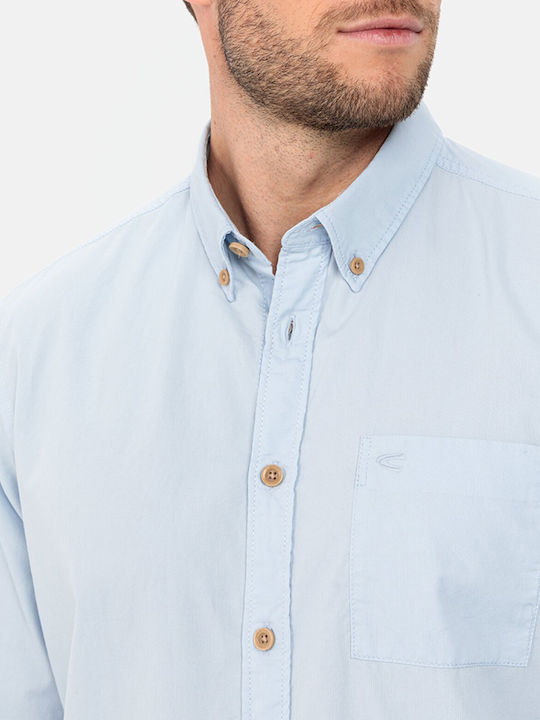 Long-sleeved Cotton Shirt Light Blue