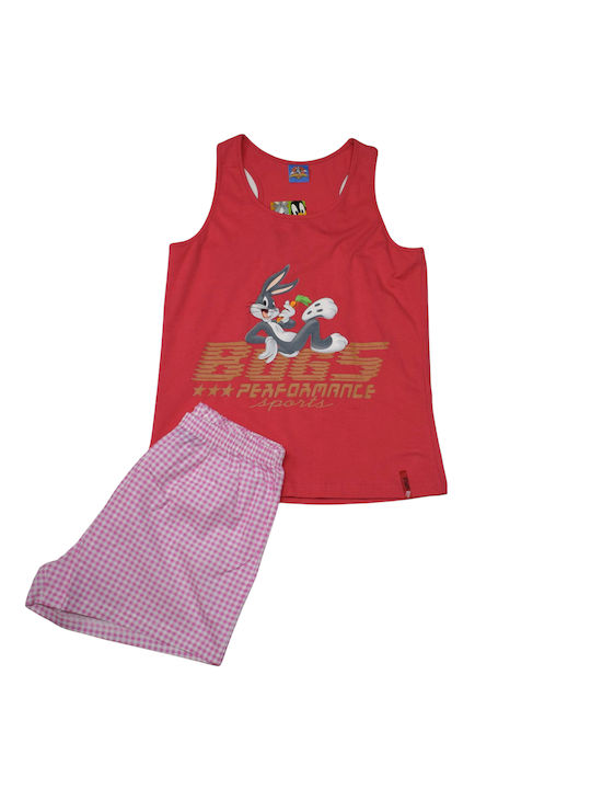 Apple Boxer Sommer Damen Pyjama-Set Baumwolle Flieder Looney Tunes Taz