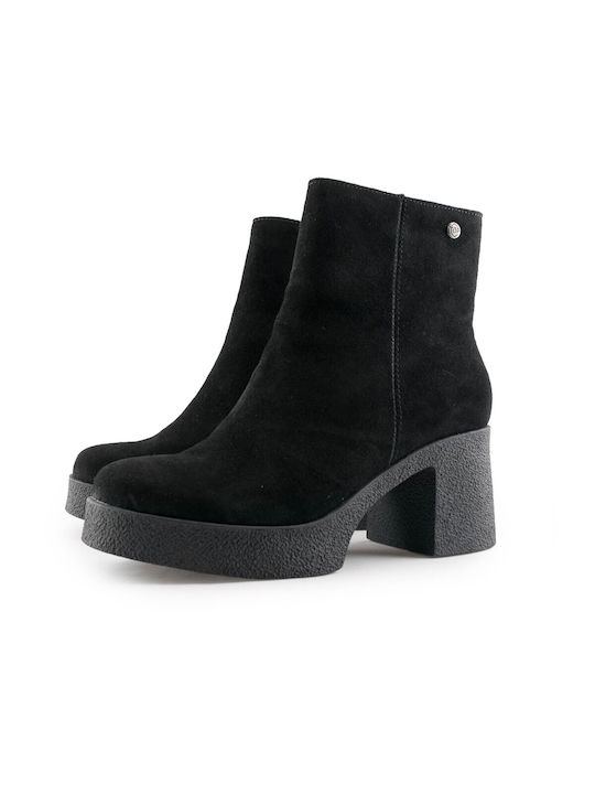 Top3 Women's Suede High Heel Boots Black