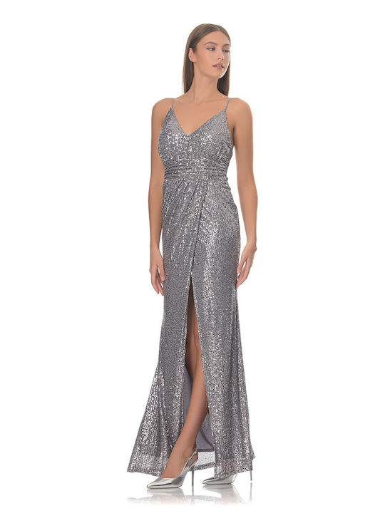 Farmaki Maxi Evening Dress Silver