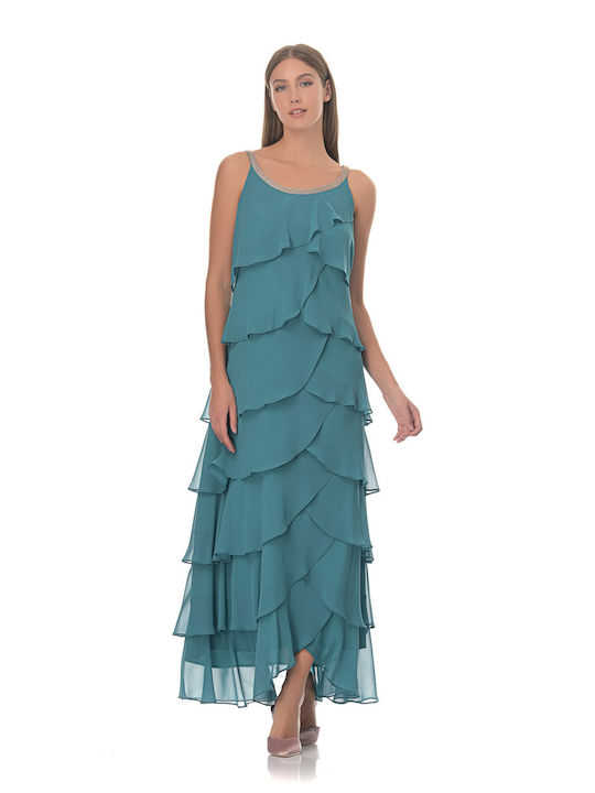 Farmaki Maxi Dress with Ruffle Green