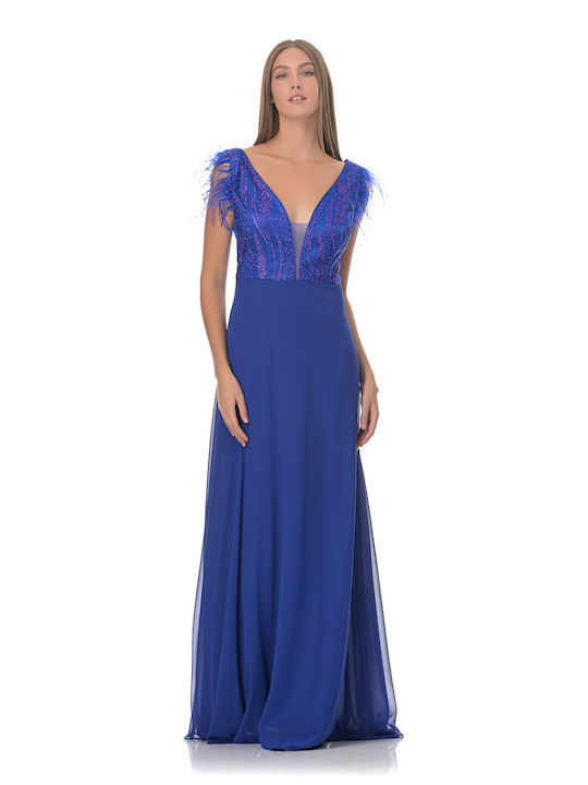 Farmaki Maxi Evening Dress Blue