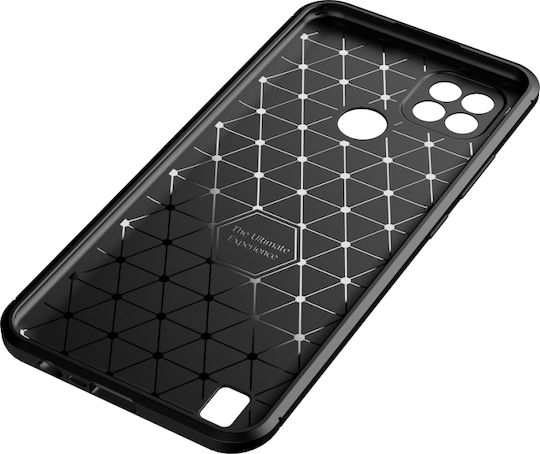 Carbon Fiber Texture Shockproof Back Cover Silicon Albastru (Realme C21)