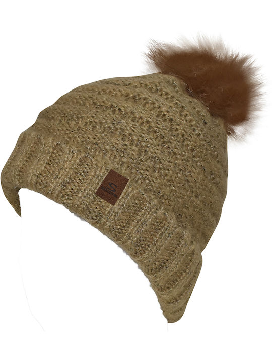 Stamion Knitted Beanie Cap Brown