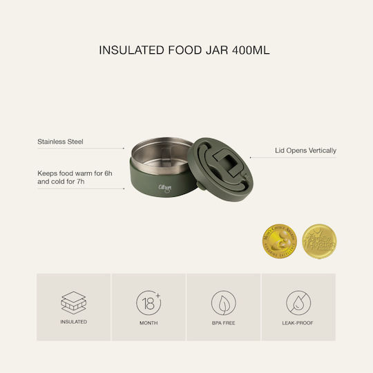 Citron Δοχείο Φαγητού Inox Θερμός Κίτρινο με Χωρίσματα 400ml